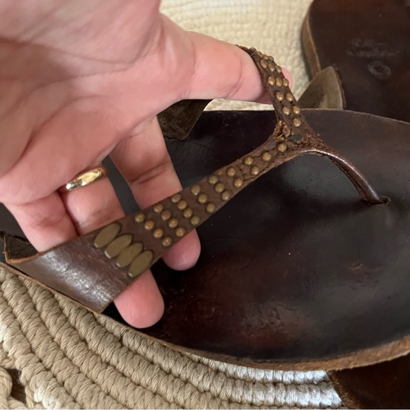 Calleen Cordero Brown Studded Thong Sandals Size 11 - Picture 10 of 12